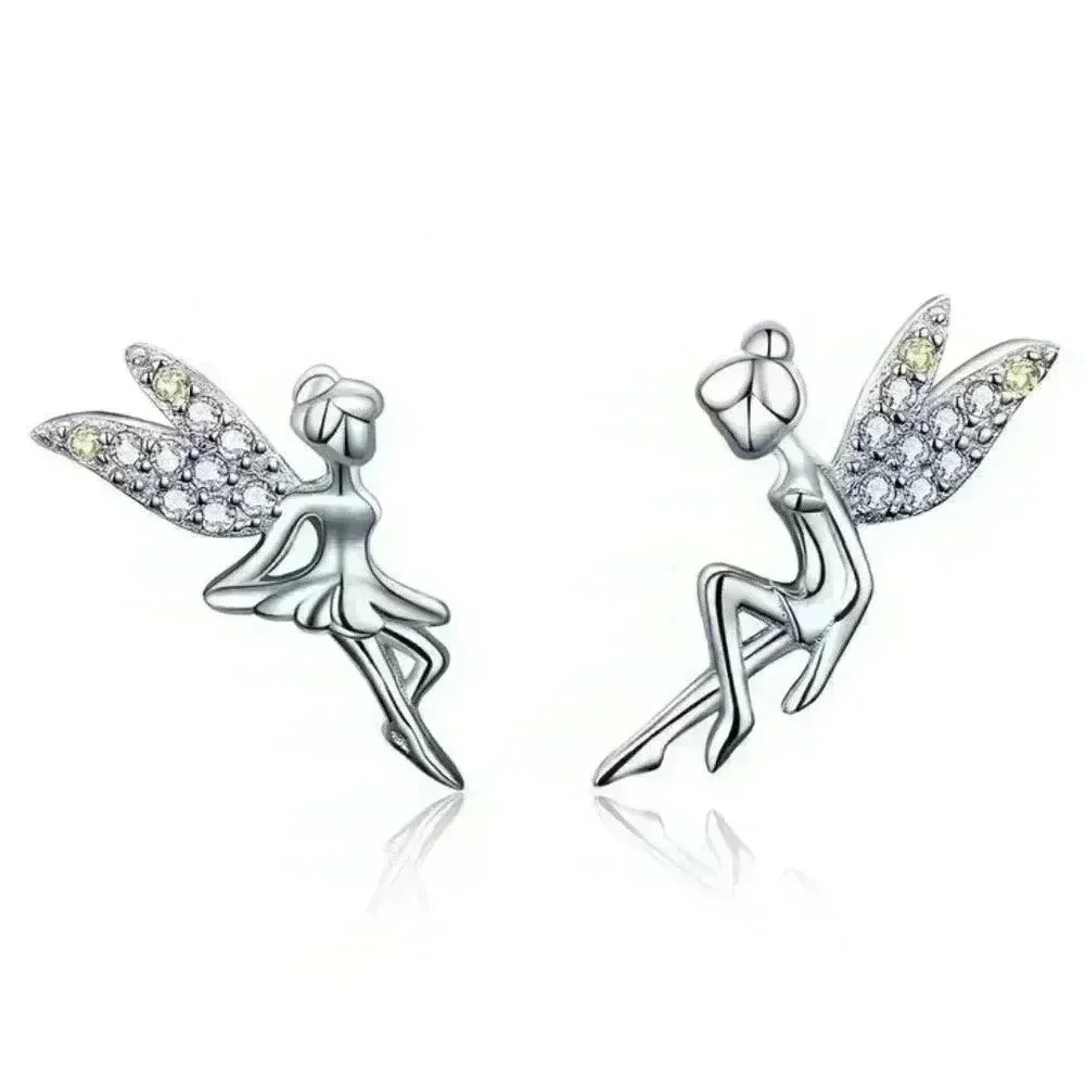 💝Dainty White CZ Sweet Wing Fairies Stud Earrings for Women, GPMB1441